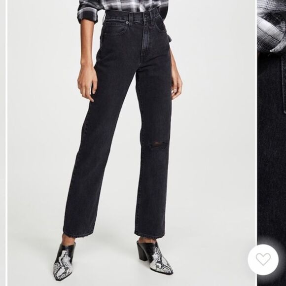 Slvrlake London Straight Black Jeans Long Gone Wash Size 25 - Picture 5 of 14